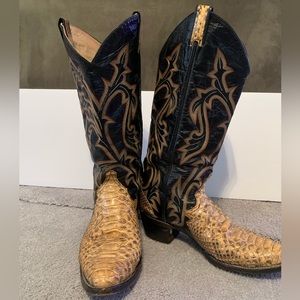 Larry Mahan’s Genuine Men’s Snake Skin and Leather Cowboy Boots Size 8.5